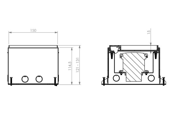 HPL Powerbox 150 instort 115mm 1x WCD CEE 32A 5p RVS S15ZR klapdeksel