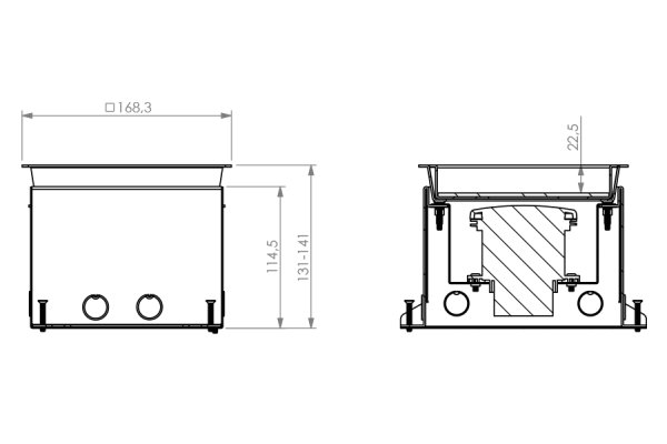 HPL Powerbox 150 instort 115mm 1x WCD CEE 32A 5p RVS S25 IP54 deksel