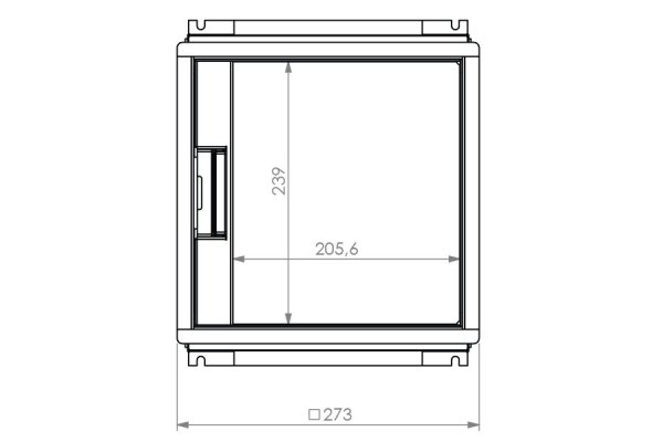 HPL vloerdoos instort 50 mm 4x WCD penaarde + 6x data-uitsparing 15x19.6mm - RVS T15 klapdeksel