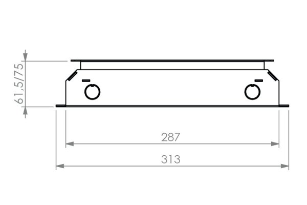 HPL vloerdoos instort 50 mm 4x WCD penaarde + 6x data-uitsparing 15x19.6mm - RVS T15 klapdeksel