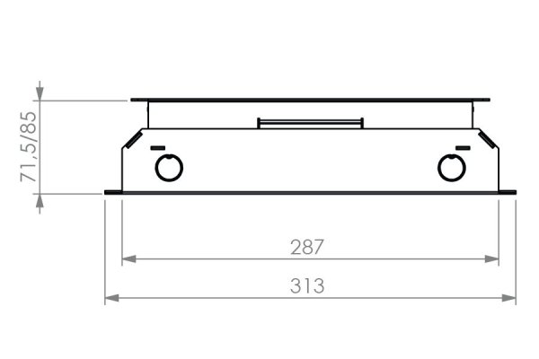  HPL vloerdoos instort 50 mm 4x WCD penaarde + 6x data-uitsparing 15x19.6mm - RVS T25 klapdeksel