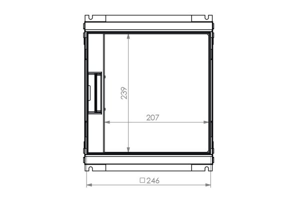 HPL vloerdoos instort 50 mm 4x WCD penaarde + 6x data-uitsparing 15x19.6mm - RVS T15ZR klapdeksel