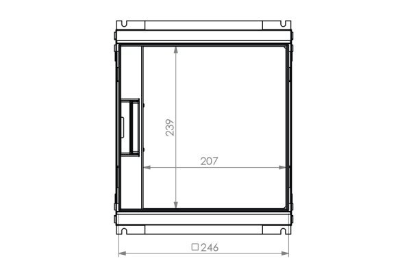 HPL vloerdoos instort 50 mm 4x WCD penaarde + 6x data-uitsparing 15x19.6mm - RVS T25ZR klapdeksel