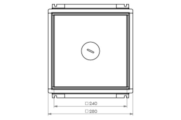 HPL vloerdoos instort 50 mm 4x WCD penaarde + 6x data-uitsparing 15x19.6mm - RVS T25 IP54 deksel