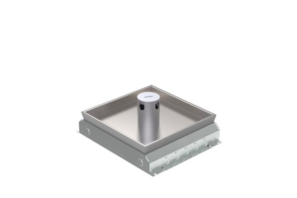 HPL boîte de sol 50mm - 4x prise + 6x découpe pour données 15x19,6mm - couvercle Inox T25ZR IP54