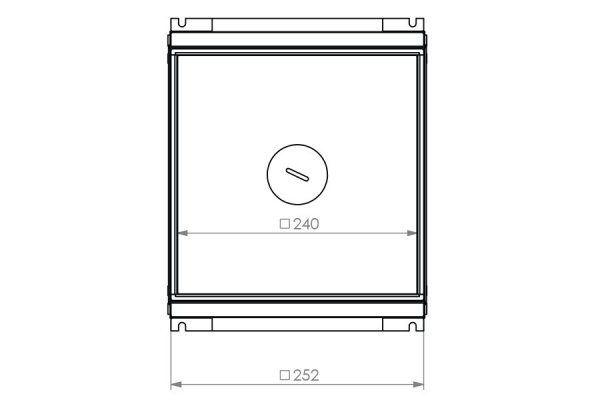 HPL vloerdoos instort 50 mm 4x WCD penaarde + 6x data-uitsparing 15x19.6mm - RVS T25ZR IP54 deksel