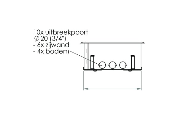 HPL Vloerpot instort rond 160 2x WCD penaarde + 2x M45 uitsparing 45x45mm - Kunststof T5 deksel