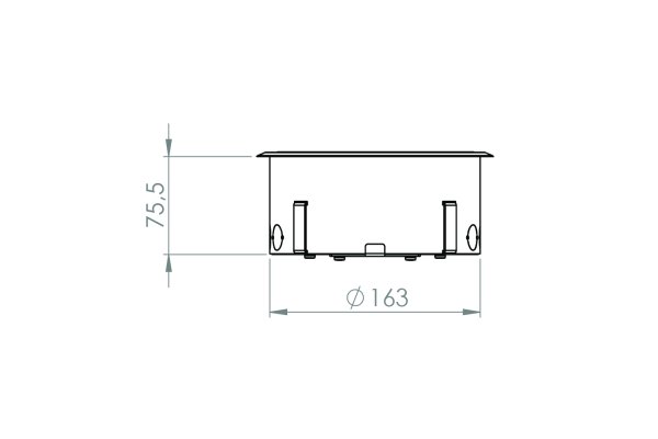 HPL Vloerpot instort rond 160 2x WCD penaarde + 4x data-uitsparing 15x19.6mm - Kunststof T5 deksel