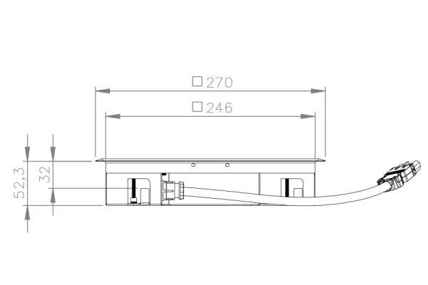 HPL Vloerdoos Compact 55mm 4x WCD penaarde + 8x Data-uitsparing 15x19.6mm Kunststof T3 klapdeksel