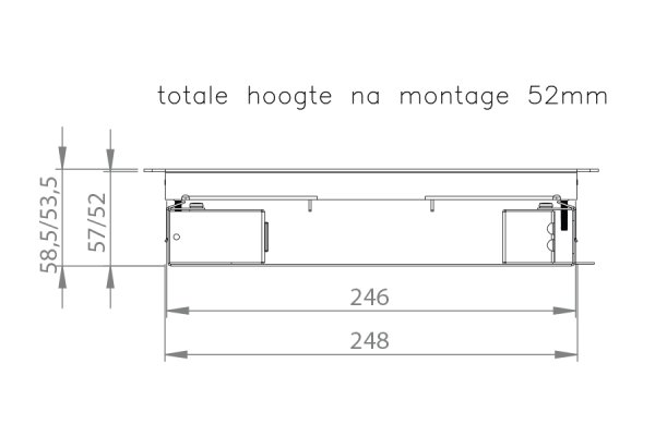 Vloerdoos Basic 50 mm Cat.7 4x chassis 3P + 6x data RVS T15 klapdeksel