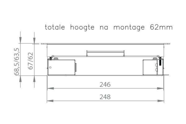 Vloerdoos Basic 50 mm Cat.7 4x chassis 3P + 6x data RVS T25 klapdeksel