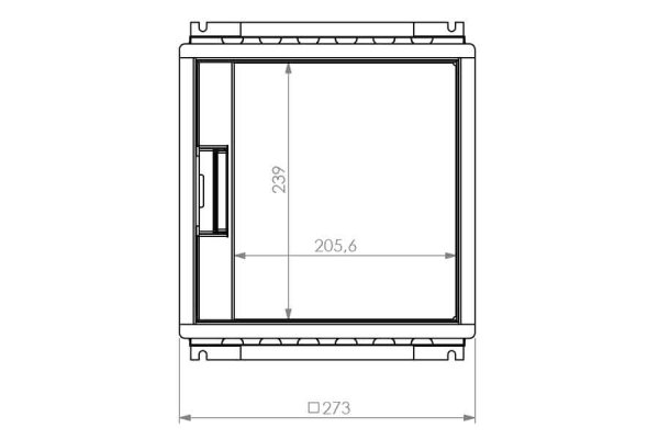 Vloerdoos instort 32 mm 4x chassis 3P + 6x data RVS T15 klapdeksel